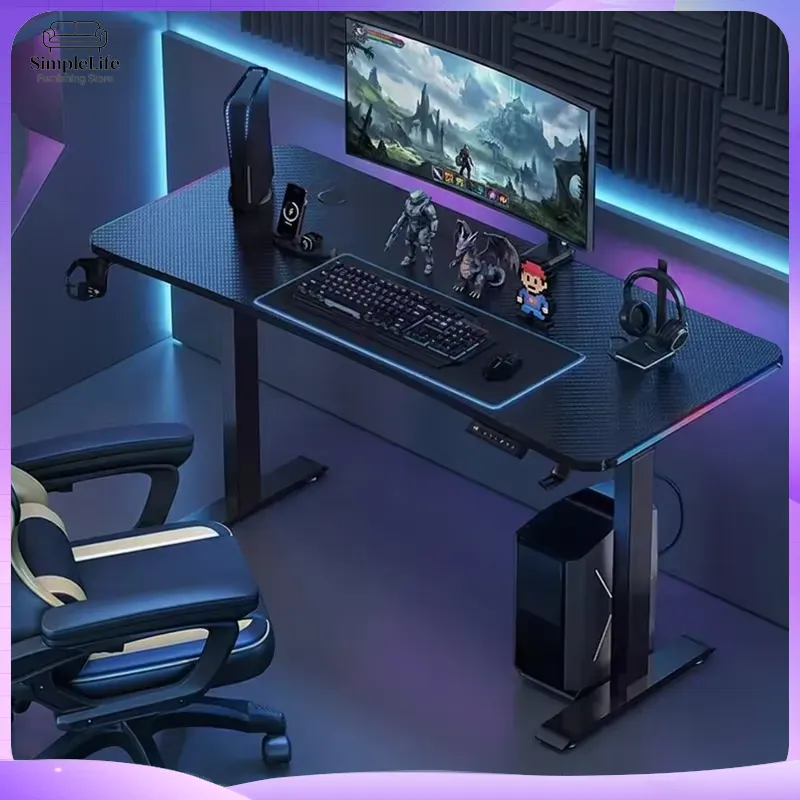 Esports Gaming School - โต๊ะเกมมิ่งปรับระดับความสูงด้วยไฟฟ้าสุดหรู โต๊ะคอมพิวเตอร์สำหรับอีสปอร์ต สถานีทำงานสำนักงาน โต๊ะทำงานทรงสี่เหลี่ยมทันสมัย