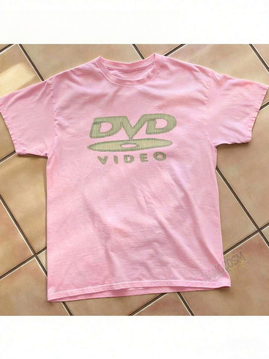 Esports Gaming Shirts - [ผ้าฝ้าย 100%] เสื้อยืดพิมพ์ลายวิดีโอ DVD โลโก้สีเขียวสไตล์วินเทจ ย้อนยุค
