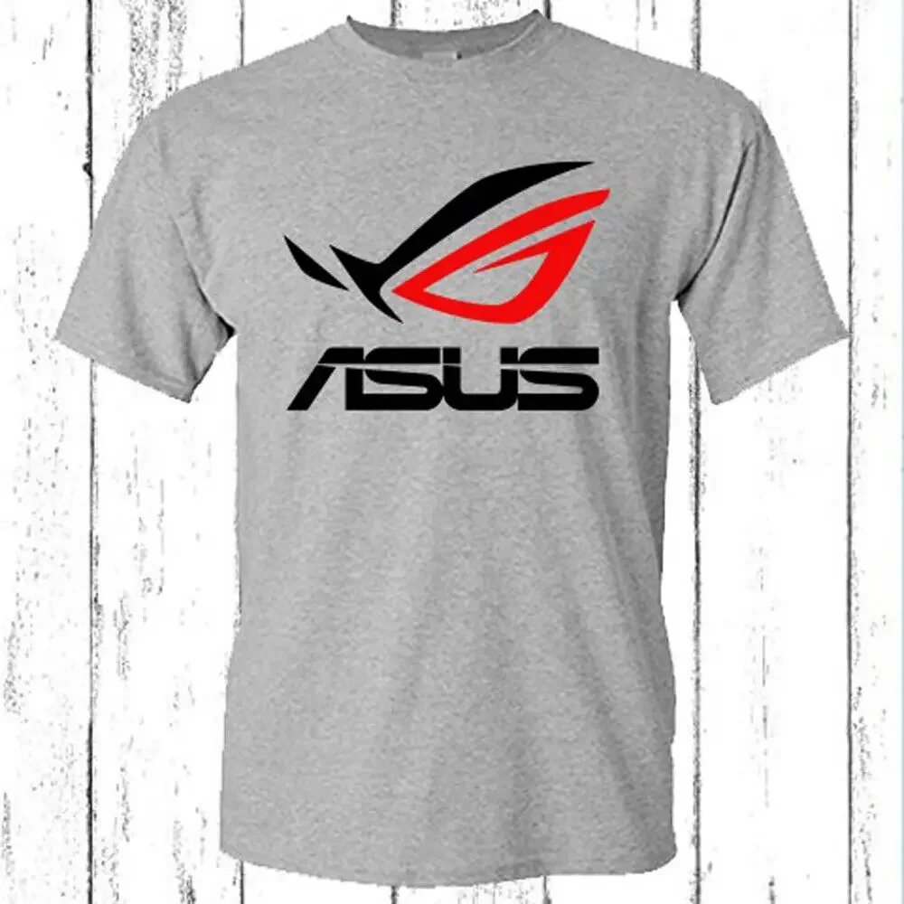 Esports Gaming Shirts - เสื้อยืดสีเทาผู้ชายโลโก้เอซุส โรก สาธารณรัฐเกมเมอร์ไซส์ S ถึง 5XL
