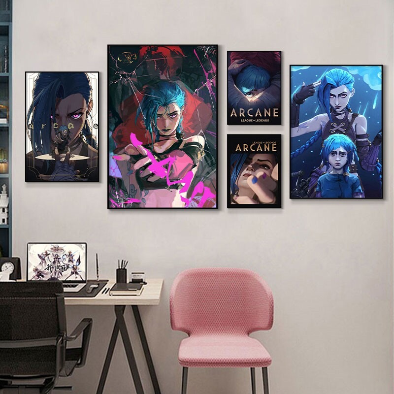 Esports Gaming Room - โปสเตอร์ภาพระยะใกล้ของอาร์เคน จินซ์ แบบไม่มีกรอบ พิมพ์บนผ้าแคนวาส HD ภาพศิลปะติดผนังสำหรับห้องนอน
