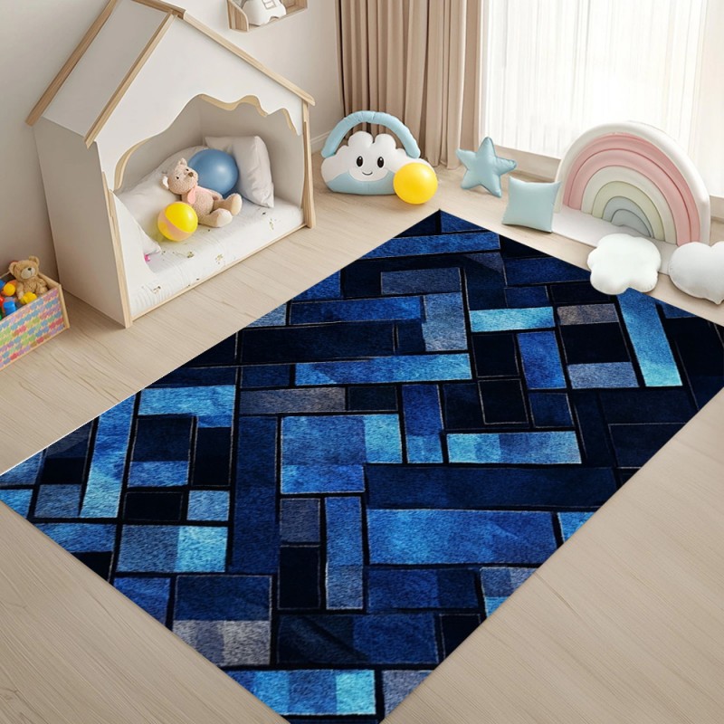 พรมปูพื้นลายเรขาคณิตสีน้ำเงินส - Esports Gaming Room บทวิจารณ์และราคา